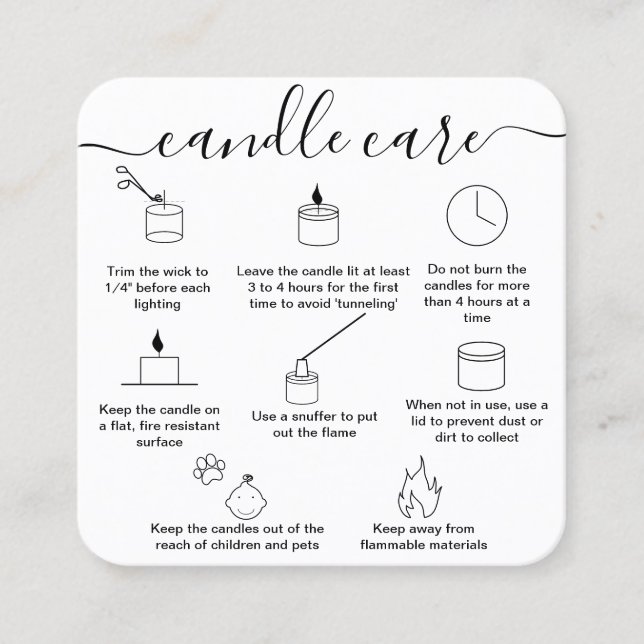 Candle Care Card Dankeschön-Karte aus Liebe Quadratische Visitenkarte (Vorderseite)