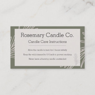 Candle Care Card Rosemary Apothececary Natural Sty Visitenkarte