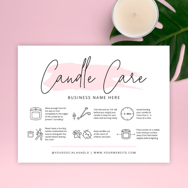 Candle Care Card Safety Instructions Feminine Dankeskarte (Von Creator hochgeladen)