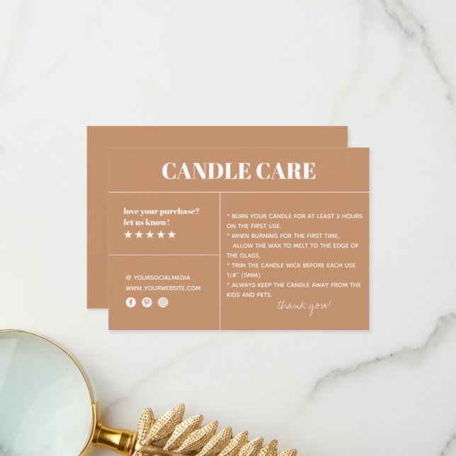 Candle Care - Danke, dass Sie die Packkarte gekauf Dankeskarte (Vorderseite/Rückseite Beispiel)