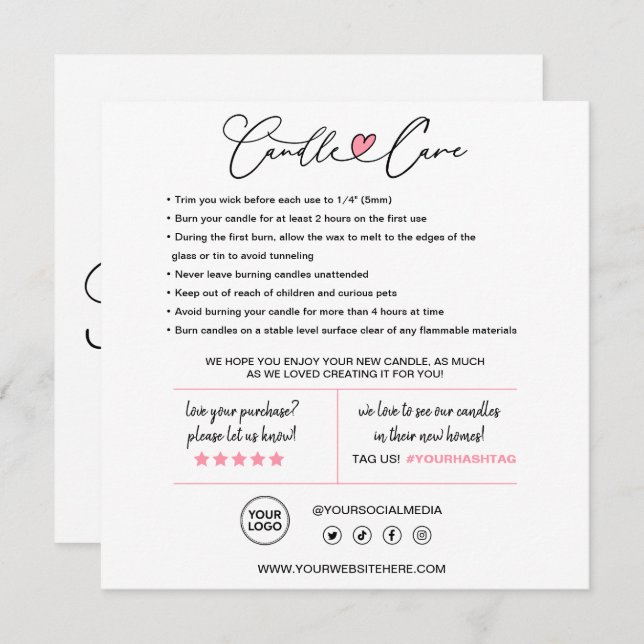 Candle Care Dankeschön Karte (Vorne/Hinten)