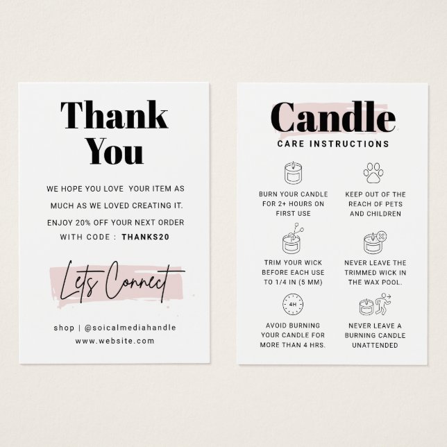  Candle Care Dankeschön Karte (Vorne & Hinten)