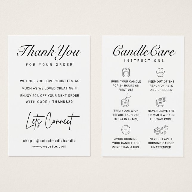 Candle Care Dankeschön Karte (Vorne & Hinten)