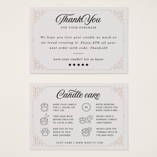 Candle Care Dankeschön Karte (Vorne & Hinten)