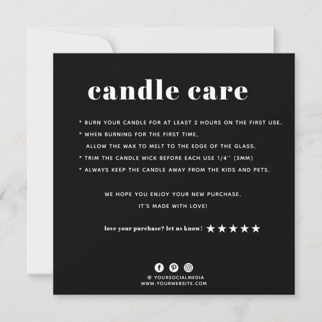 Candle Care Dankeschön Karte (Vorderseite)