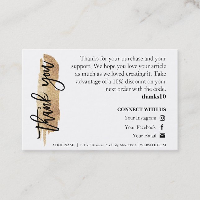 Candle Care Gold Gliter Chic Script Danke Karte (Vorderseite)