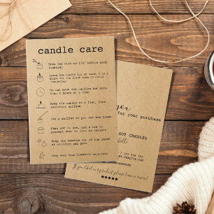 Candle Care Instructions Card Hinzufügen Ihres Log Visitenkarte