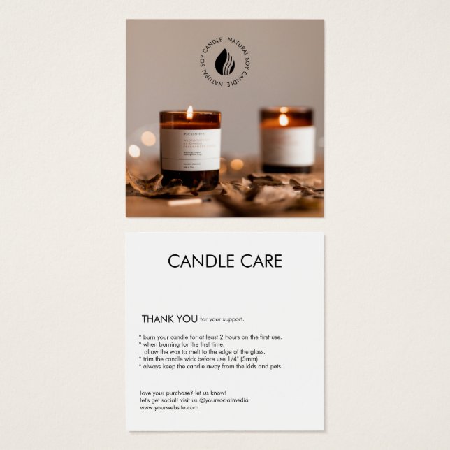 Candle Care Logo-Fotokarte (Vorne & Hinten)