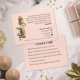 Candle Care Pink Gold Gliter Chic Skript Vielen Da Visitenkarte