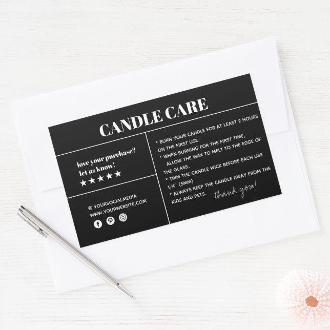 Candle Care Vielen Dank für Ihr Packaufkleber Rechteckiger Aufkleber (Umschlag)
