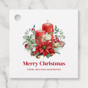 Candle Center mit Poinsettia-Blume Geschenkanhänger
