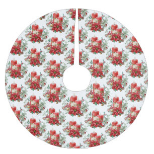 Candle Center mit Poinsettia Blume Muster Polyester Weihnachtsbaumdecke