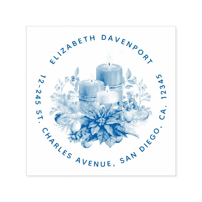 Candle Center mit Poinsettia-Blume Permastempel (Design)