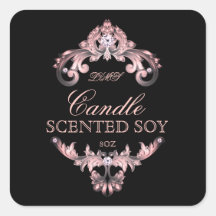 Candle Elegantes rosa, schwarzes Produktetikett