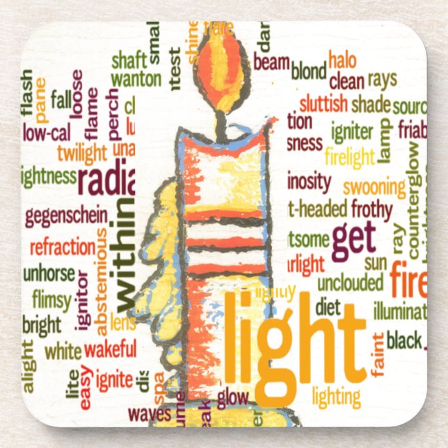 Candle Flame Word Cloud Art Print Getränkeuntersetzer (Vorderseite)