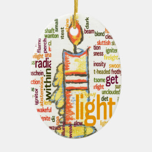 Candle Flame Word Cloud Art Print Keramikornament