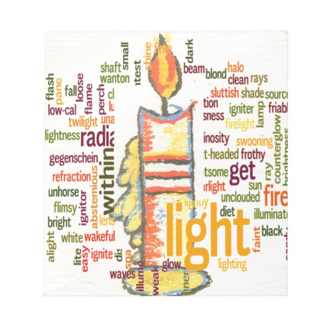 Candle Flame Word Cloud Art Print Notizblock (Vorderseite)