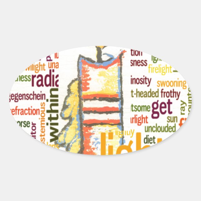 Candle Flame Word Cloud Art Print Ovaler Aufkleber (Vorderseite)