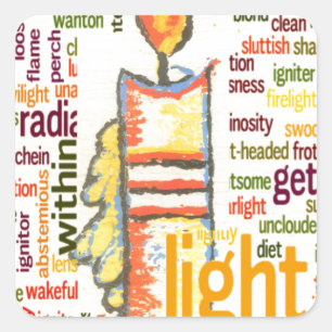 Candle Flame Word Cloud Art Print Quadratischer Aufkleber