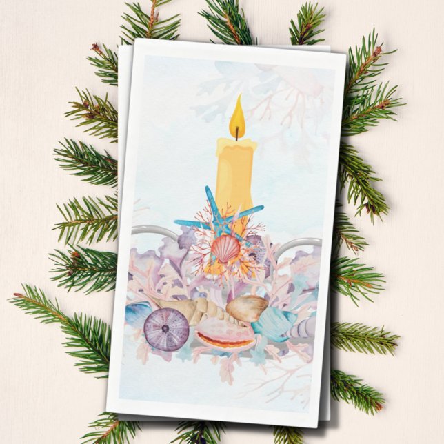 Candle Holiday mit Seashells & Coral Guest Handtüc Serviette (Von Creator hochgeladen)