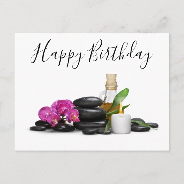 Candle Hot stone Orchid Blume aus dem Wellness-Cen Postkarte (Vorderseite)