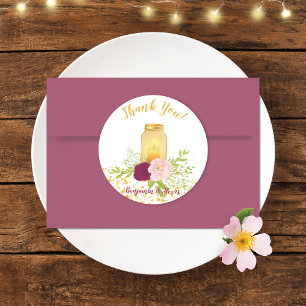 Candle in Mason Jar Gold Sparkle Wedding Runder Aufkleber