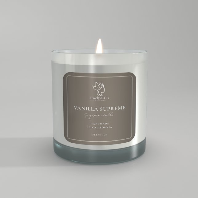 Candle Jar Label Minimalist Neutral Beige Beauty  Quadratischer Aufkleber (Von Creator hochgeladen)