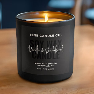 Candle Label Elegante Moderne Minimalistische Schw Quadratischer Aufkleber