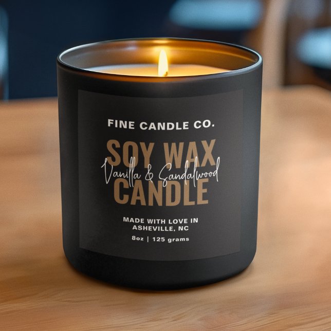 Candle Label Elegante Modernes Minimalistisches Sc Quadratischer Aufkleber (Von Creator hochgeladen)