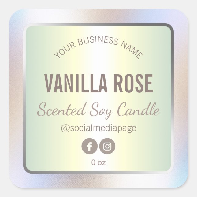 Candle Label Holographic Quadratischer Aufkleber (Vorderseite)