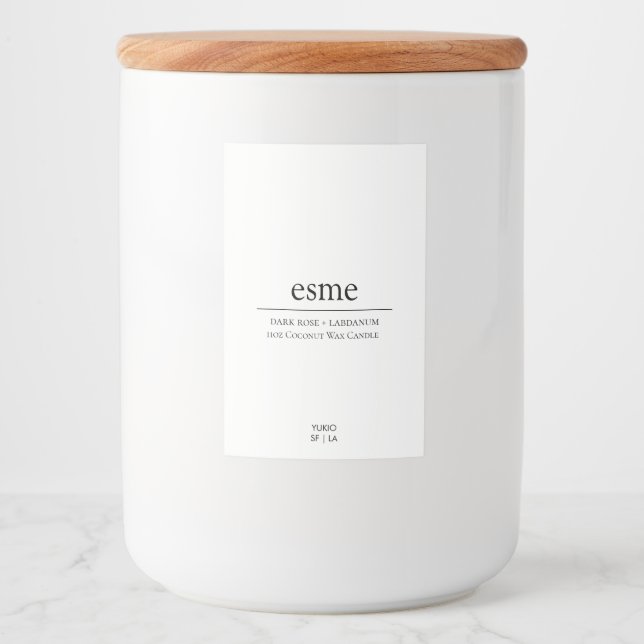 Candle Label Minimalistisch Elegant Schwarzweiß Ge Lebensmitteletikett (Vorderseite)
