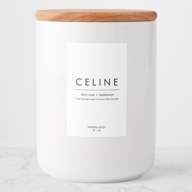 Candle Label Minimalistisch Elegant Schwarzweiß Ge Lebensmitteletikett (Vorderseite)