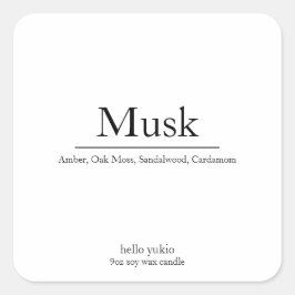 Candle Label Minimalistisch Elegante Square Soy Wa Quadratischer Aufkleber