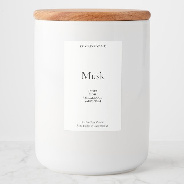 Candle Label Minimalistisch Strong Simple Soy Wax  Lebensmitteletikett (Vorderseite)
