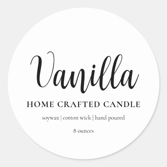 Candle Label Minimalistisch White Runder Aufkleber (Vorderseite)