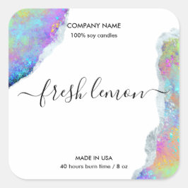 Candle-Label moderne minimalistisch-irisierende Op Quadratischer Aufkleber