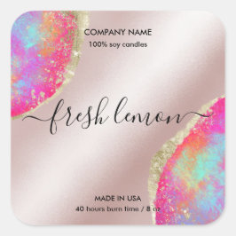 Candle-Label moderne minimalistisch-irisierende Op Quadratischer Aufkleber