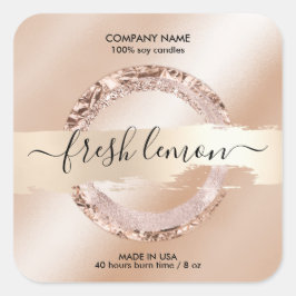 Candle Label Moderner Rosa Glitzer Quadratischer Aufkleber