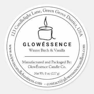 Candle Label Name Address Contact Weight Runder Aufkleber