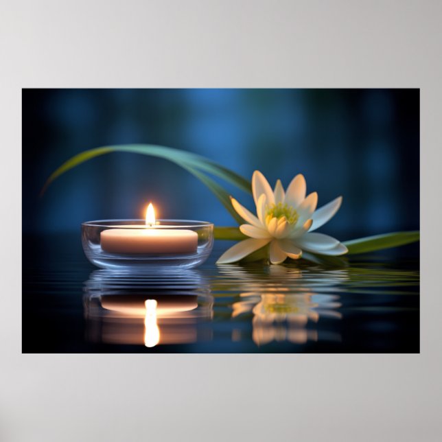 Candle Light Blume Ruhig Friedlich Poster (Vorne)