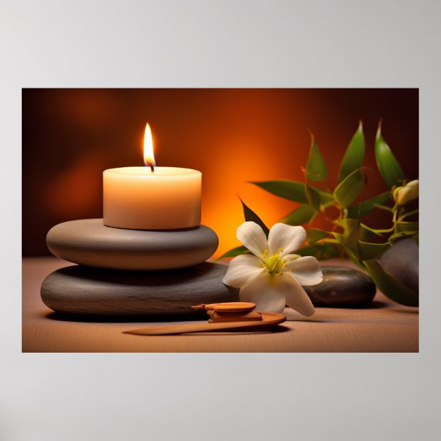 Candle Light Blume Ruhig Friedlich Poster (Vorne)