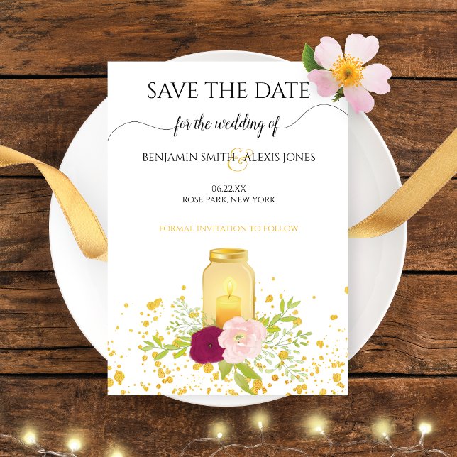 Candle Mason Jar Rose Save The Date (Von Creator hochgeladen)