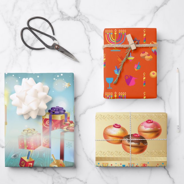 Candle of Hanukkah Festival of Lights Party Geschenkpapier Set (Vorderseite)