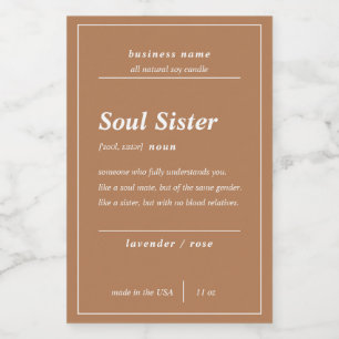 Candle Product Soul Sister Personalisiert Label Lebensmitteletikett