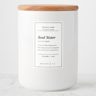 Candle Product Soul Sister Personalisiert Label Lebensmitteletikett