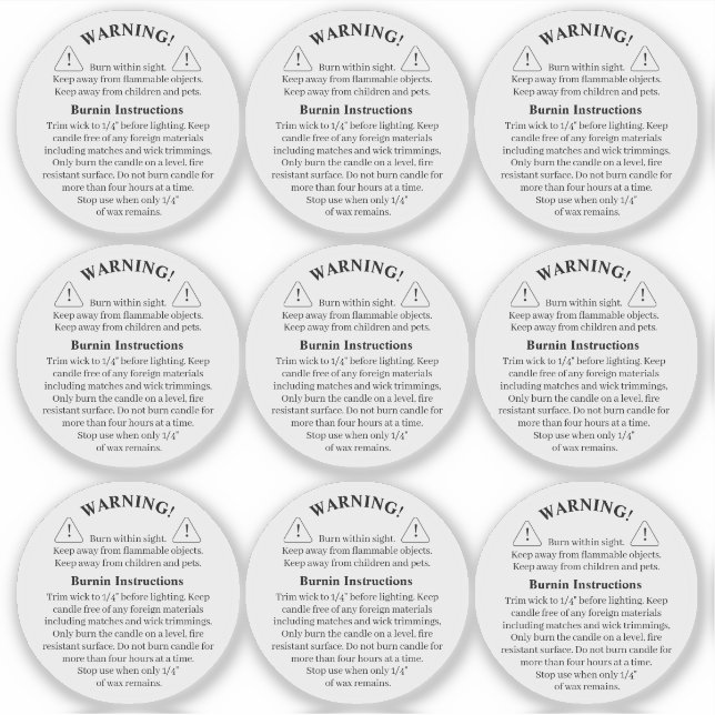Candle-Produkt Vinyl-Transparentes Warnschild Aufkleber (Vorderseite)