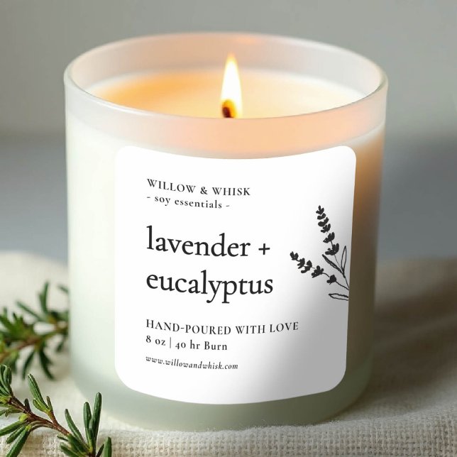 Candle-Produktverpackung Botanischer Kunsthandwerk Quadratischer Aufkleber (handmade artisanal homemade candle soap label gifting christmas bridal baby shower modern botanical)