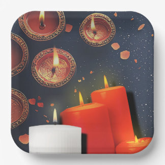 Candle Red Christmas  Pappteller