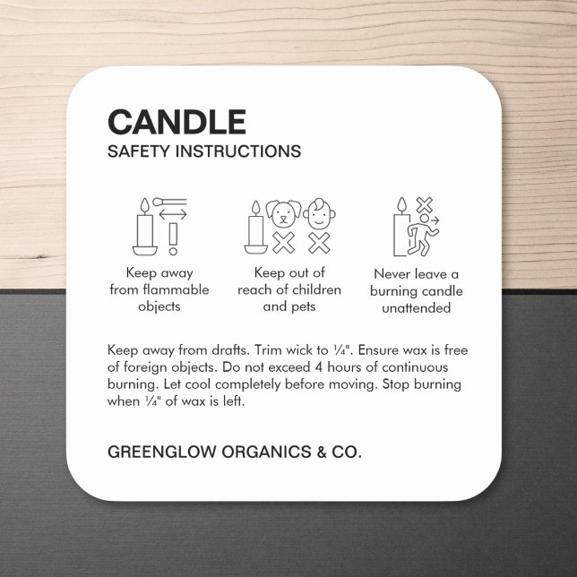 Candle Safety Label & Care Instruction Aufkleber (Zazzle Candle Safety Label & Care Instruction Sticker)