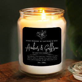 Candle saffron amber simple ingredient black quadratischer aufkleber